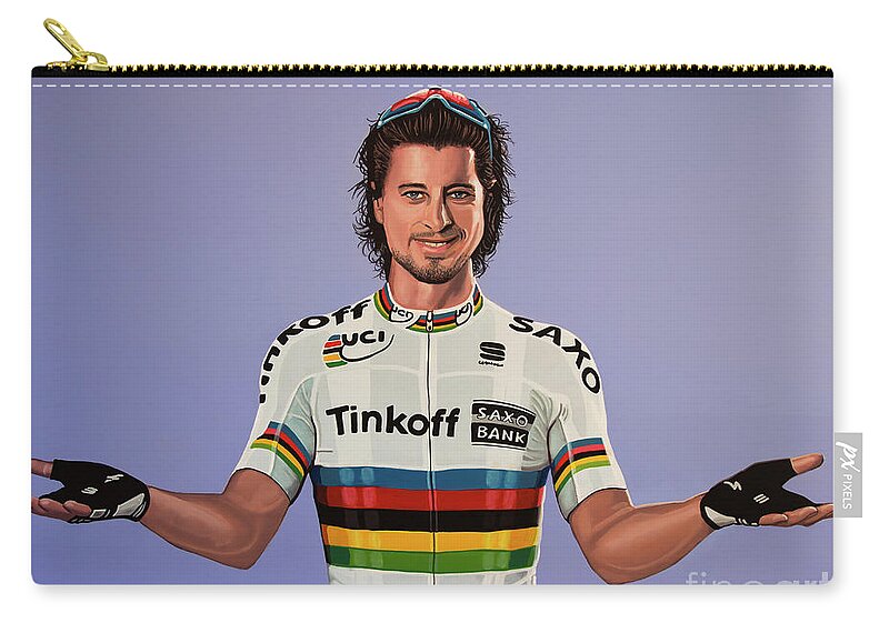 Peter Sagan Zip Pouch featuring the painting Peter Sagan Painting by Paul Meijering
