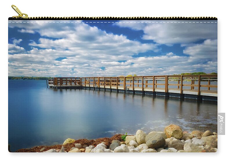 Pewaukee Zip Pouch featuring the photograph Pewaukee Lake Fishing Pier by Jennifer Rondinelli Reilly - Fine Art Photography