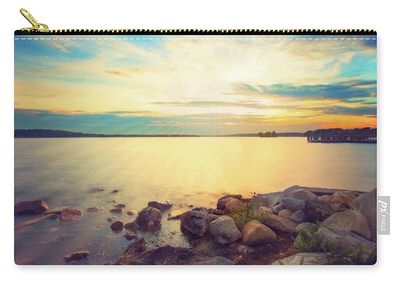 Pewaukee Zip Pouch featuring the photograph Pewaukee Lake Sunset #2 by Jennifer Rondinelli Reilly - Fine Art Photography