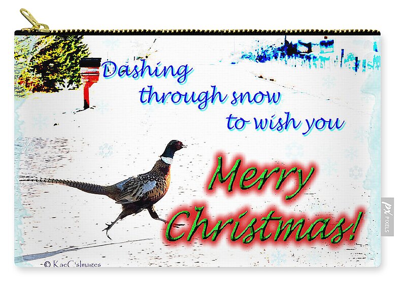 Greeting Card Zip Pouch featuring the digital art Pheasant Greeting by Kae Cheatham