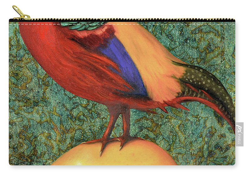 Pheasant Zip Pouch featuring the painting Pheasant On A Lemon by Leah Saulnier The Painting Maniac