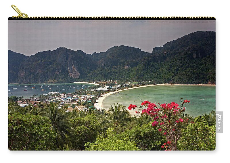 Phi-phi Isalnds Zip Pouch featuring the photograph Phi-Phi Don Viewpoint by Aivar Mikko