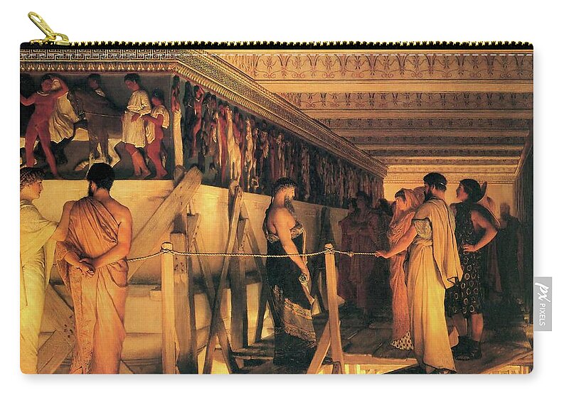 Phidias Zip Pouch featuring the painting Phidias Shows Friends the Parthenon Frieze by Lawrence Alma Tadema
