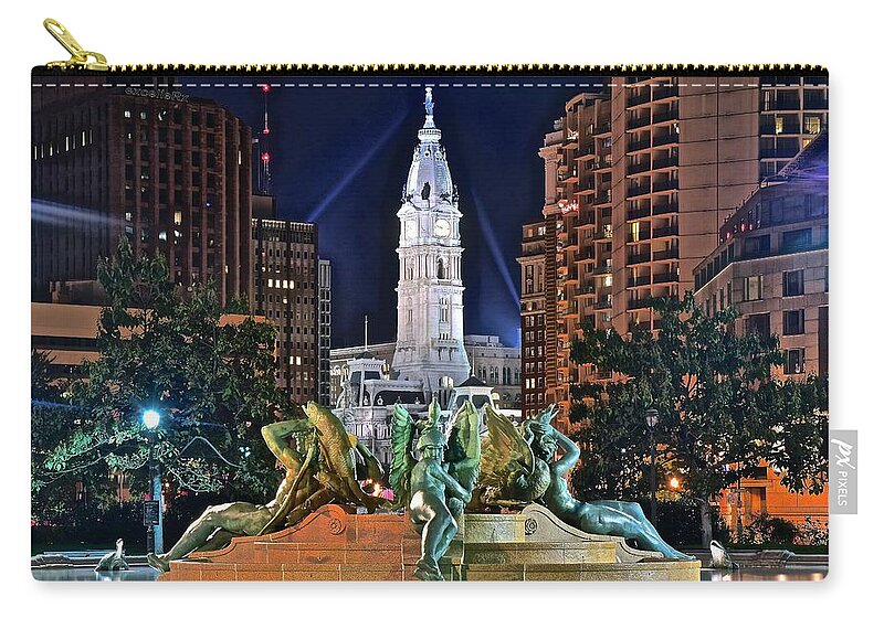 Philadelphia Zip Pouch featuring the photograph Philadelphia City Hall by Frozen in Time Fine Art Photography