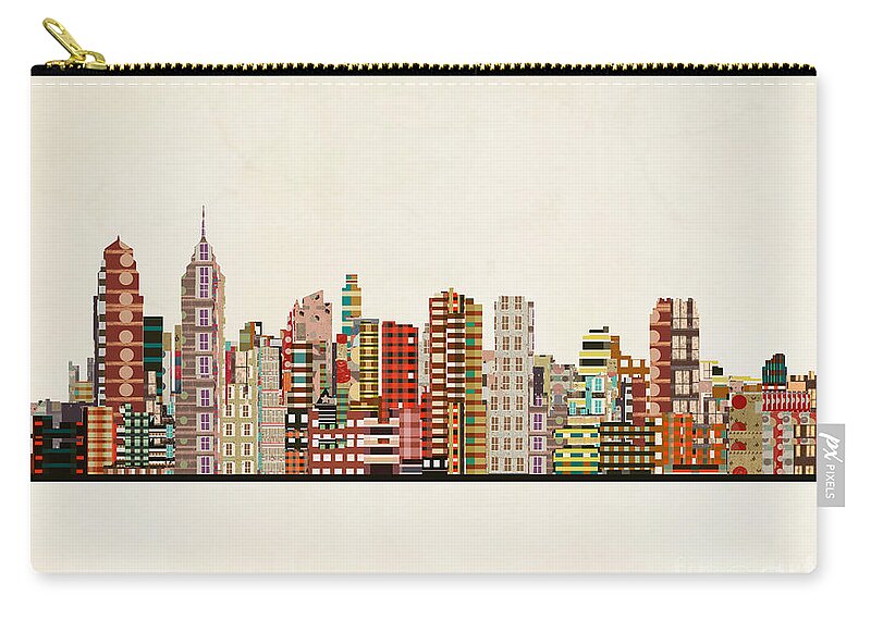 Philadelphia Zip Pouch featuring the painting Philadelphia City Skyline by Bri Buckley