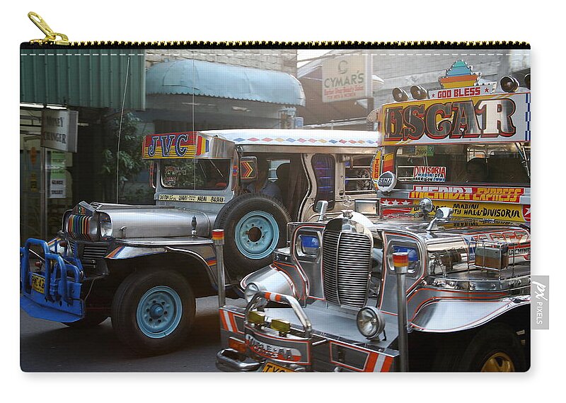 Jeepney Zip Pouch featuring the photograph Philippine jeepneys. by Christopher Rowlands