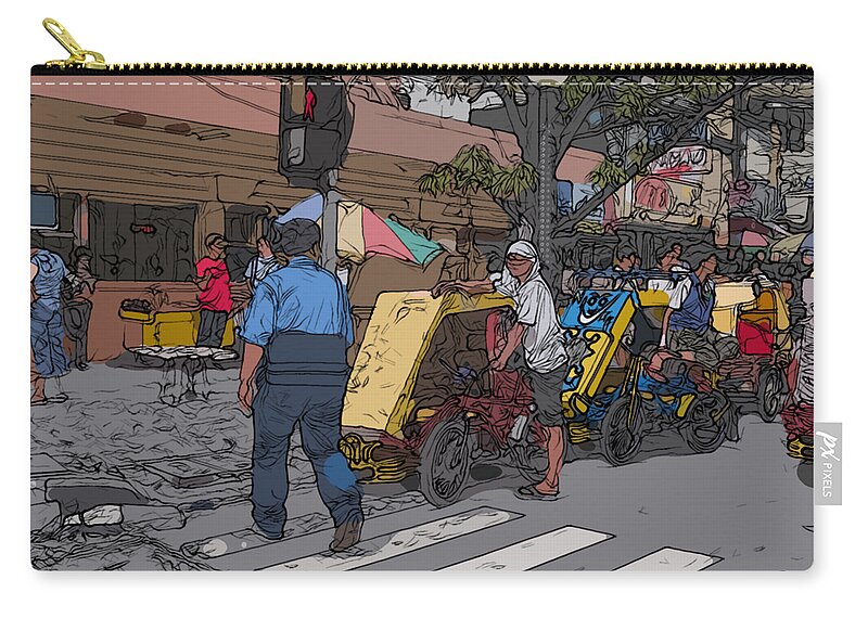 Philippines Zip Pouch featuring the painting Philippines 906 Crosswalk by Rolf Bertram