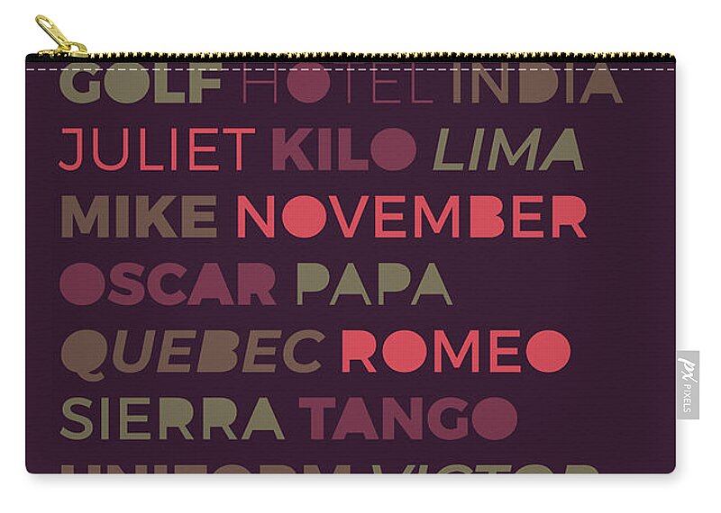 English Zip Pouch featuring the digital art Phonetic Alphabet by Mike Taylor