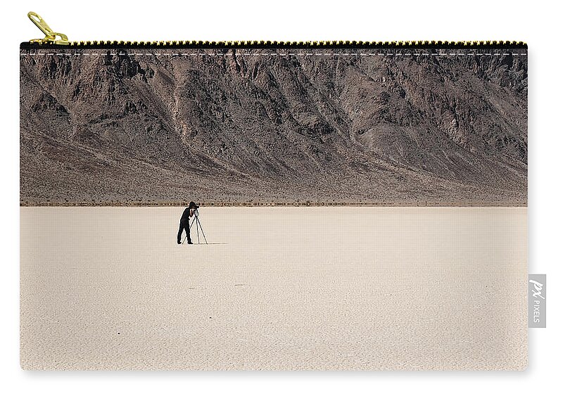Darin Volpe Nature Zip Pouch featuring the photograph Photographer - Death Valley National Park by Darin Volpe