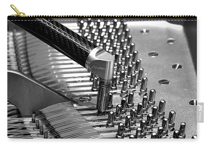 Jazz Zip Pouch featuring the photograph Piano Tuning BW by Adam Reinhart