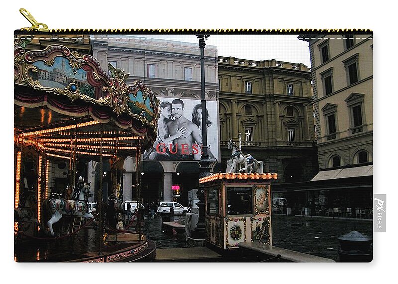 Carousel Zip Pouch featuring the photograph Piazza della Republica by Melinda Dare Benfield