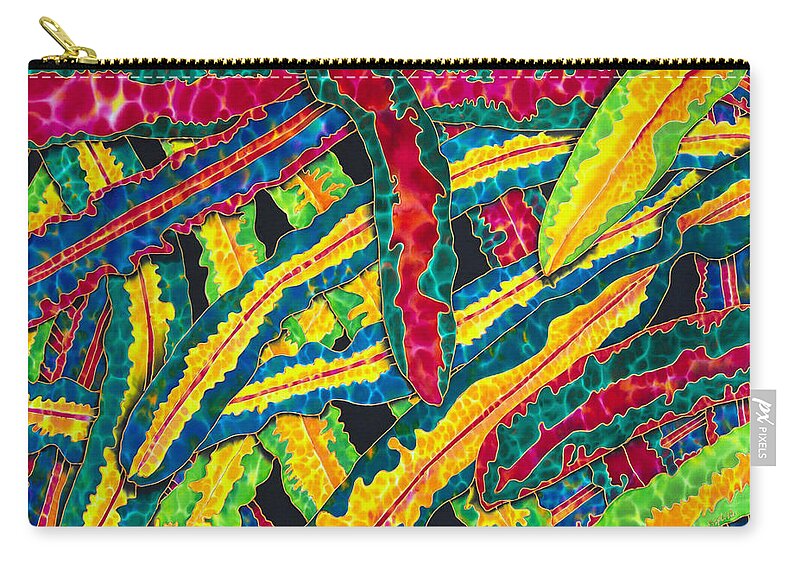 Silk Art Zip Pouch featuring the painting Picasso Paintbrush Croton by Daniel Jean-Baptiste