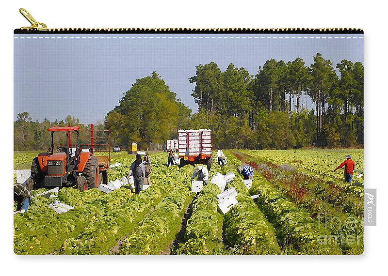 Pickers Zip Pouch featuring the painting Pickers by David Lee Thompson