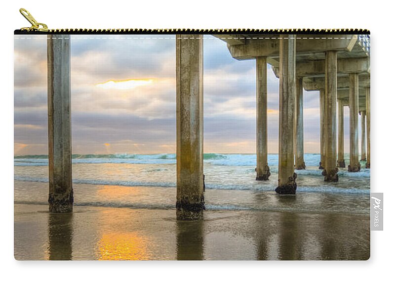 Pier Reflections Zip Pouch featuring the photograph Pier Reflections by Kelly Wade