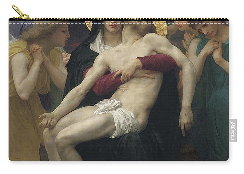 Pieta Zip Pouch featuring the painting Pieta by William Adolphe Bouguereau