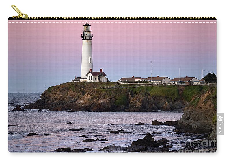Architecture Zip Pouch featuring the photograph Pigeon Point Lighthouse at Dawn by Dean Birinyi