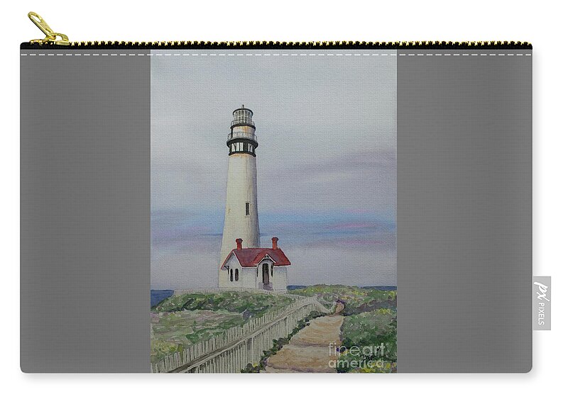 Lighthouse Zip Pouch featuring the painting Pigeon Point Lighthouse by Jackie MacNair