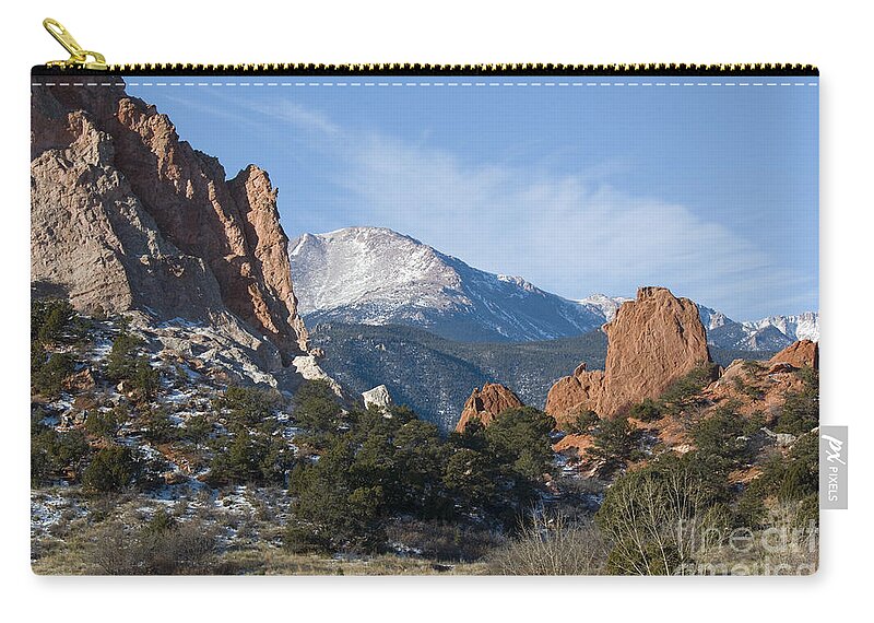 Pikes Peak Zip Pouch featuring the photograph Pikes Peak in the Garden Valley by Steven Krull