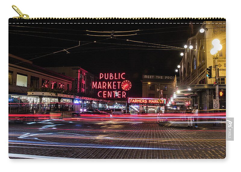 Seattle Zip Pouch featuring the photograph Pikes Place Market by Matt McDonald