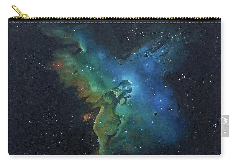 Space Zip Pouch featuring the painting Pillars of Creation by Neslihan Ergul Colley