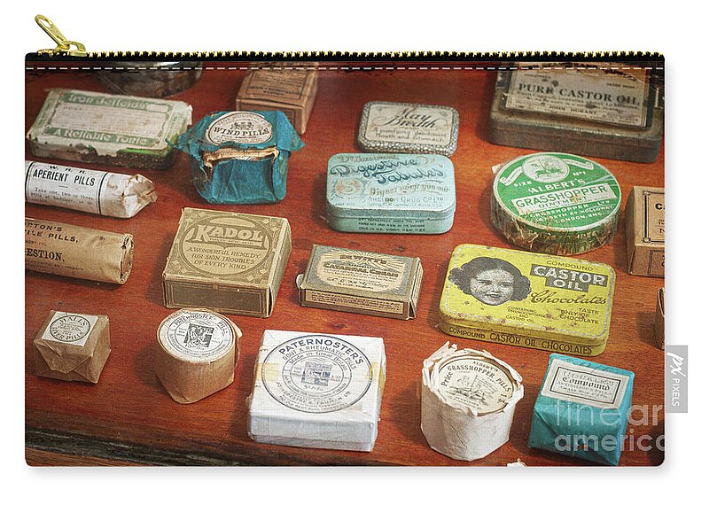 Chemist Zip Pouch featuring the photograph Pills, powders and ointments by Russell Brown
