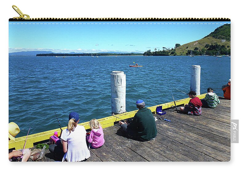 Pilot Bay Zip Pouch featuring the photograph Pilot Bay 1 - Mount Maunganui Tauranga New Zealand by Selena Boron
