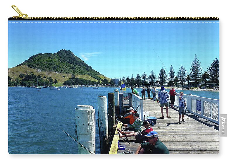 Pilot Bay Zip Pouch featuring the photograph Pilot Bay Beach 8 - Mount Maunganui Tauranga New Zealand by Selena Boron