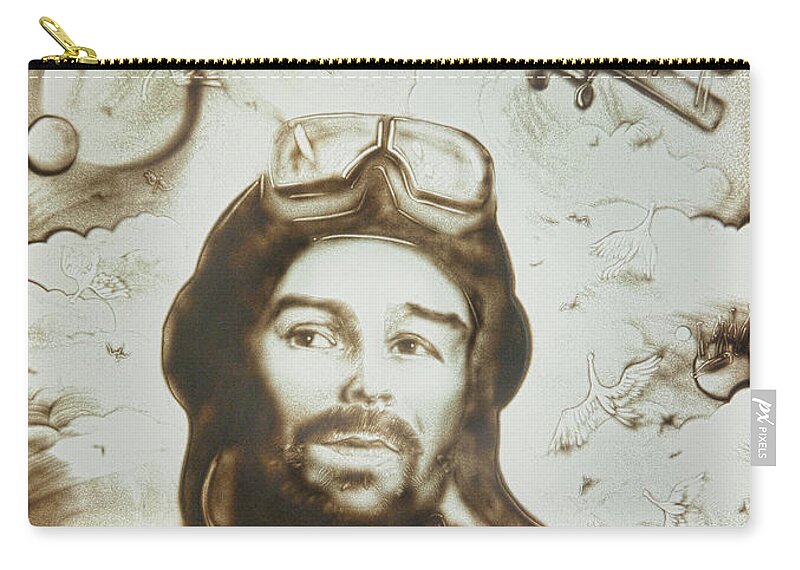The Little Prince Zip Pouch featuring the painting Pilot Portrait. The Little Prince by Elena Vedernikova