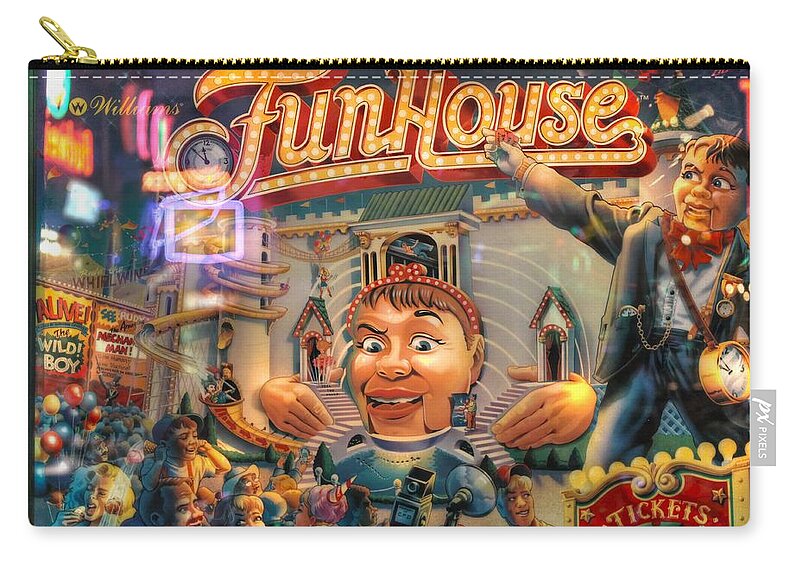 Pinball Zip Pouch featuring the photograph Pinball Williams Fun House vintage by Jane Linders