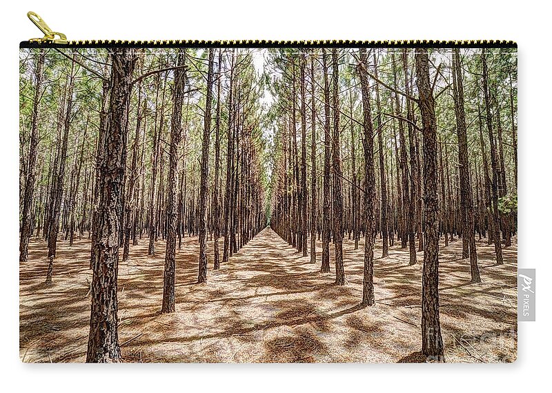 Pine Zip Pouch featuring the photograph Pine Plantation Wide Color by Gulf Coast Aerials -