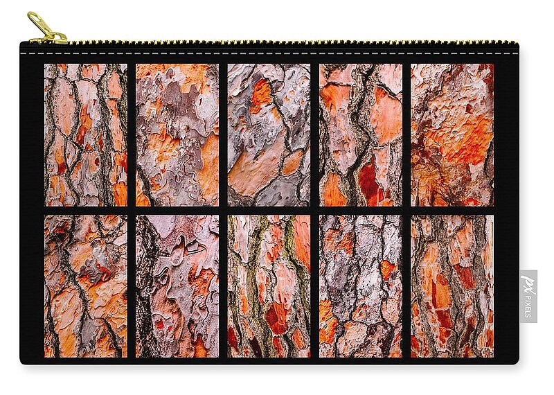 Australian Tree Bark Series By Lexa Harpell Zip Pouch featuring the photograph Pine Tree Bark Textures by Lexa Harpell