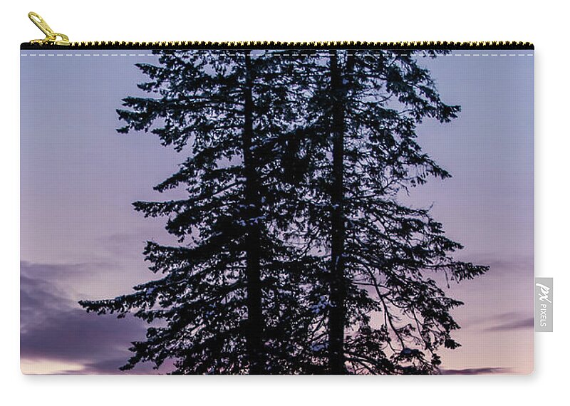 Landscape Zip Pouch featuring the photograph Pine Tree Silhouette  by Lester Plank