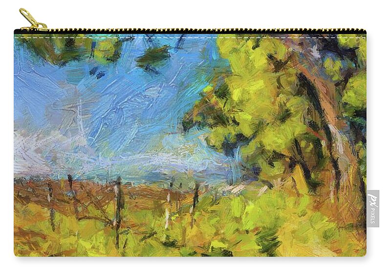 Summer Zip Pouch featuring the painting Pines and Vineyard by Dragica Micki Fortuna