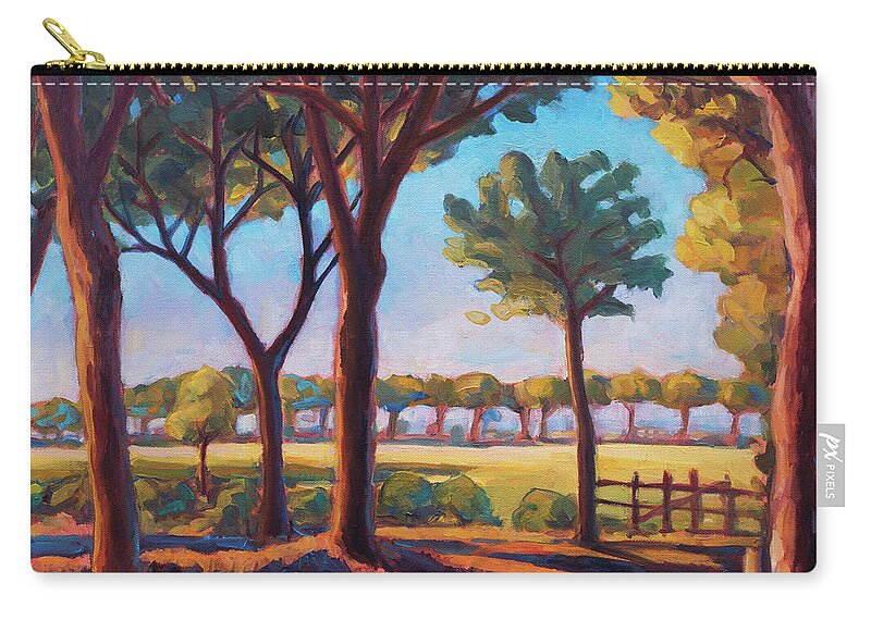 Pine Zip Pouch featuring the painting Pinewood in color by Marco Busoni