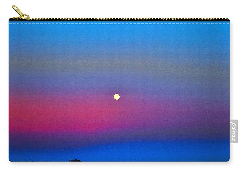 Summer Zip Pouch featuring the mixed media Pink and Blue Summer Moon by Stacie Siemsen