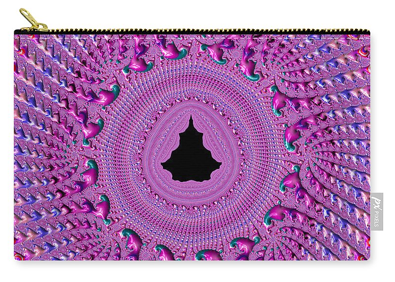 Pattern Zip Pouch featuring the digital art Pink and purple fractal crochet ornaments by Matthias Hauser