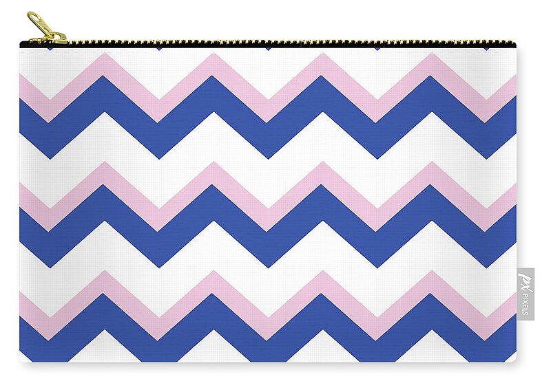 Chevron Zip Pouch featuring the mixed media Pink Blue Chevron Pattern by Christina Rollo
