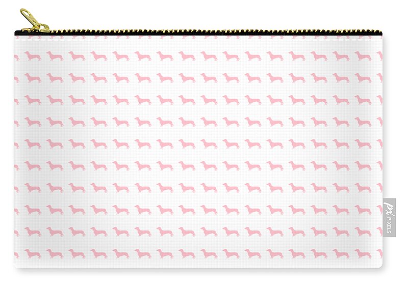 Pink Dachshunds Zip Pouch featuring the digital art Pink Dachsunds by Leah McPhail