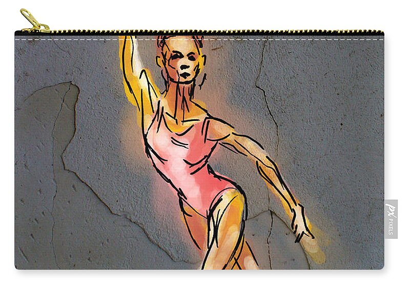 Dancer Zip Pouch featuring the digital art Pink Dancer by Michael Kallstrom