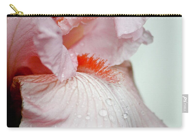 Iris Zip Pouch featuring the photograph Pink Iris Study 14 by Teresa Mucha
