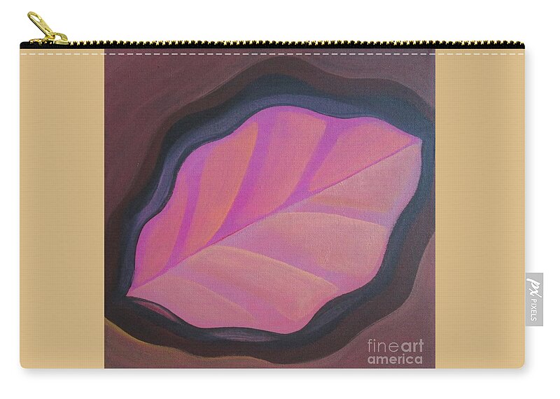 Pink Carry-all Pouch featuring the painting Pink Leaf by Helena Tiainen