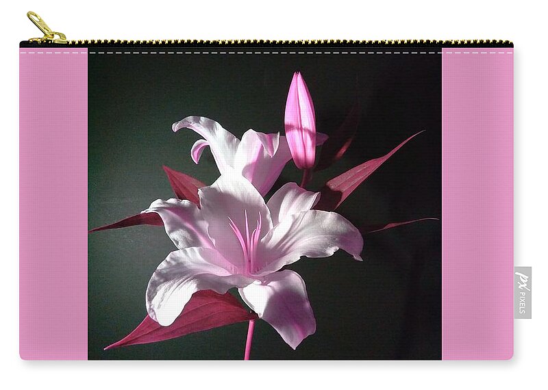 Pink Lily Zip Pouch featuring the photograph Pink Lily by Delynn Addams