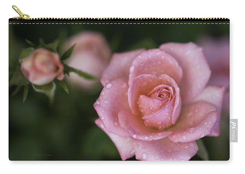 Beautiful Photos Zip Pouch featuring the photograph Pink Miniature Roses 3 by Roger Snyder