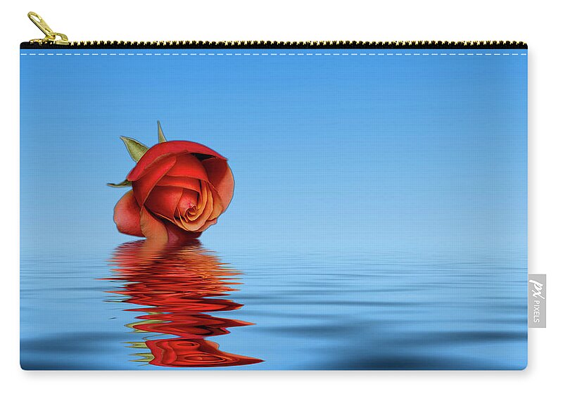 Rose Zip Pouch featuring the photograph Pink Rose hazey blue by David French