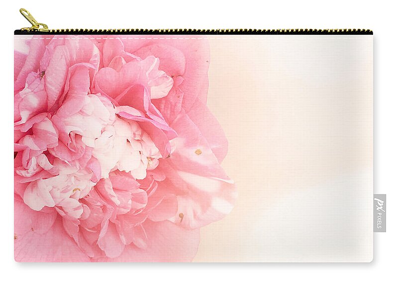 Pink Zip Pouch featuring the photograph Pink ruffled camellia by Cindy Garber Iverson