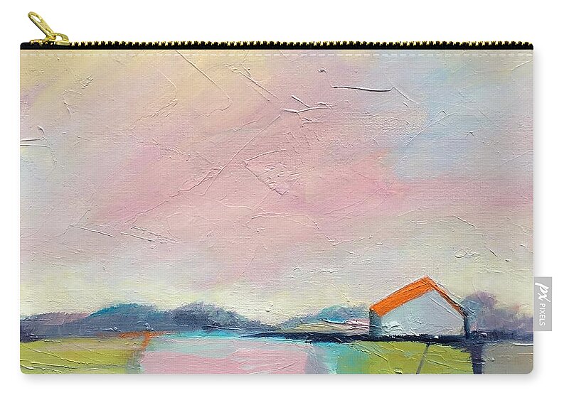Sky. Landscape Zip Pouch featuring the painting Pink Sky by Michelle Abrams