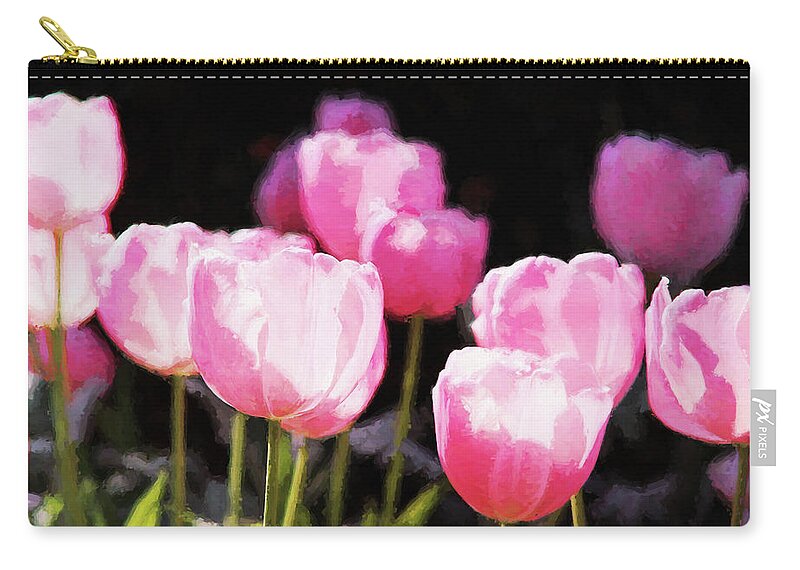 Tulips Zip Pouch featuring the photograph Pink Tulips by Reynaldo Williams