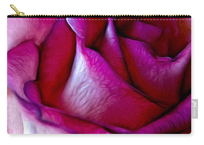 Rose Zip Pouch featuring the photograph Pinked Rose Details by Bill and Linda Tiepelman