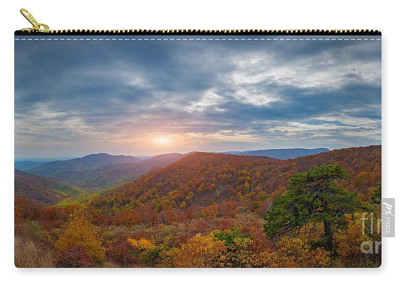 Pinnacles Overlook Zip Pouch featuring the photograph Pinnacles Overlook Shenandoah NP Panorama by Michael Ver Sprill