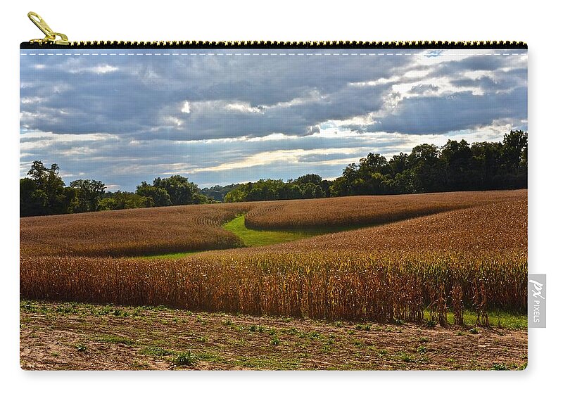 Amish Zip Pouch featuring the photograph Pinwheel Cornfield by Tana Reiff